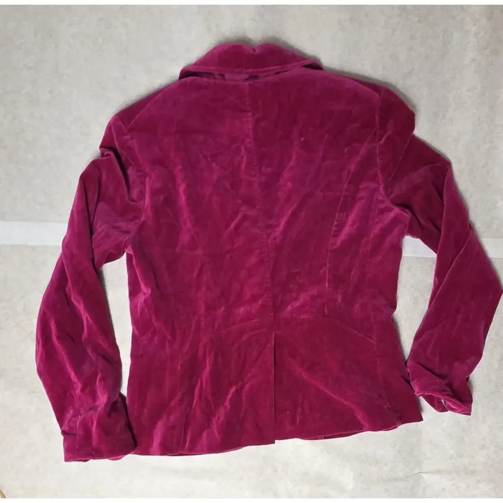 Y2K Ann Taylor Pink Berry Velvet Stylish Versatile Cotton Women Blazer